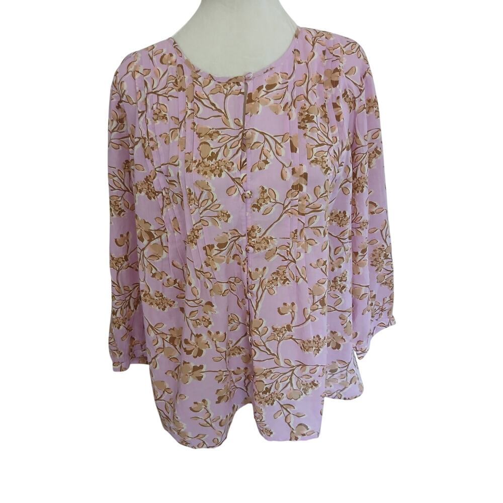 NWT J.Jill pleated buttons down blouse XL cotton